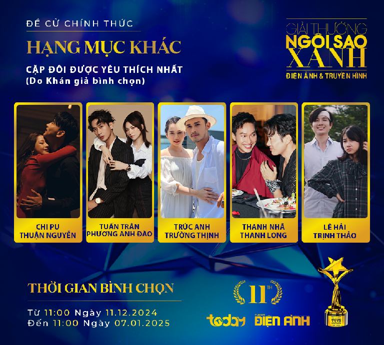 10 ‘Cặp đôi được yêu thích nhất’ của Ngôi Sao Xanh 2024