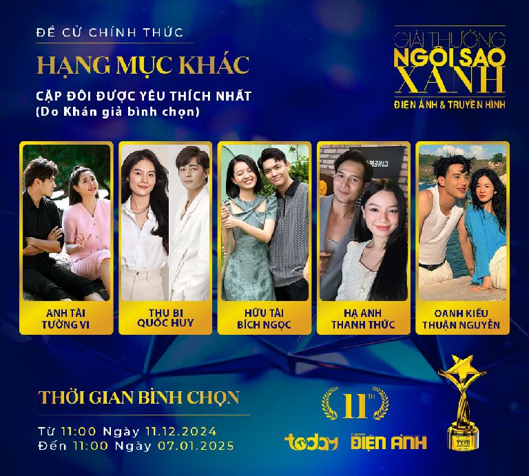 10 ‘Cặp đôi được yêu thích nhất’ của Ngôi Sao Xanh 2024