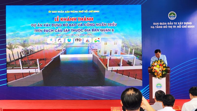 Khánh thành cống ngăn triều rạch cầu Sập, chống ngập